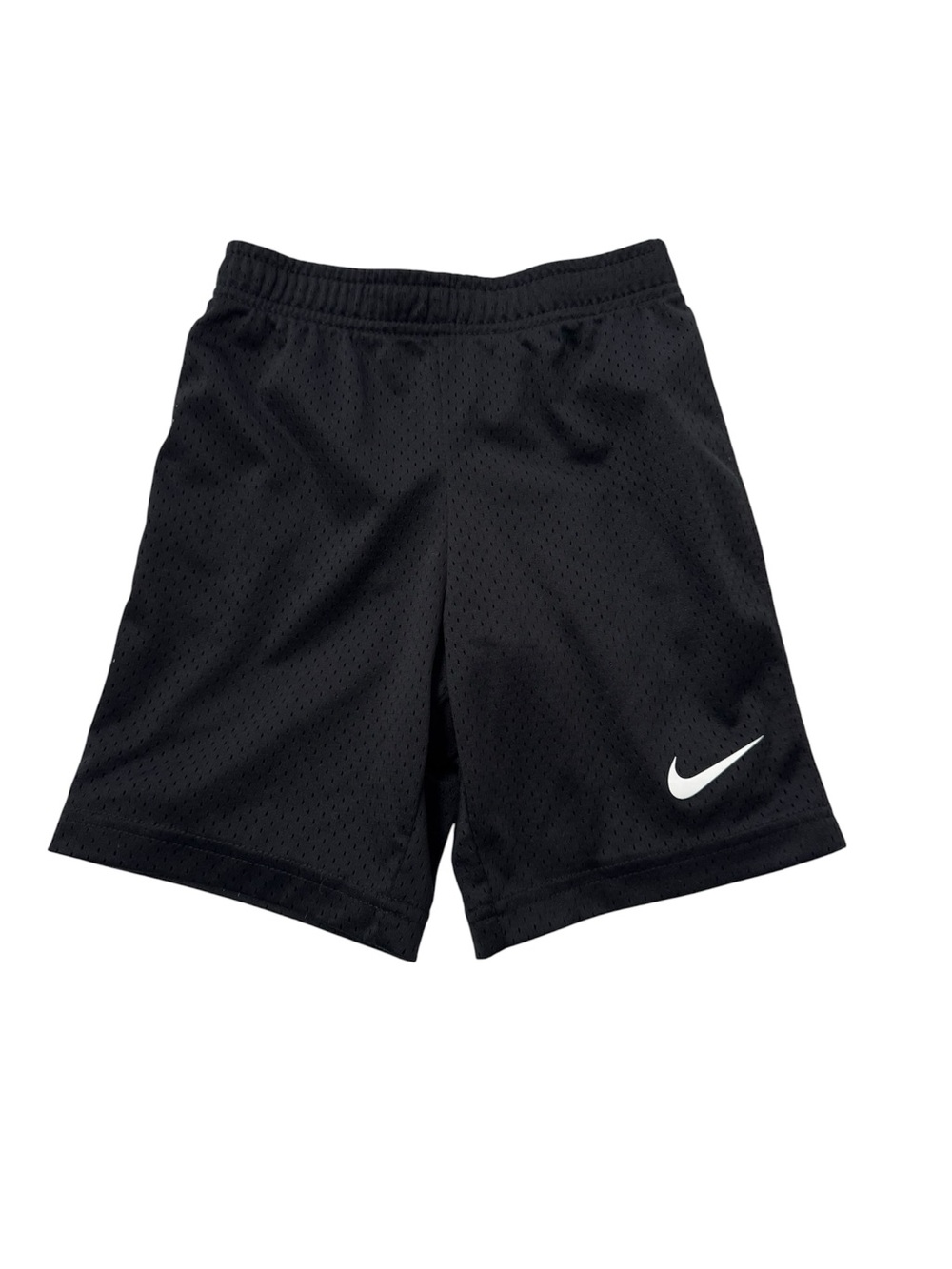 Nike Black Mesh Kids Athletic Shorts with White Swoosh Boys Size 7